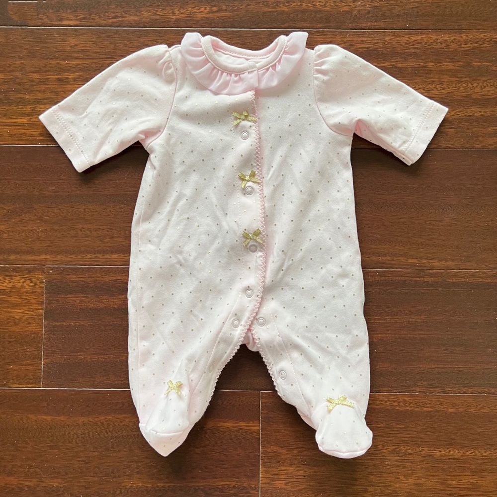 NWOT Little Me Pink poka dot Onesies